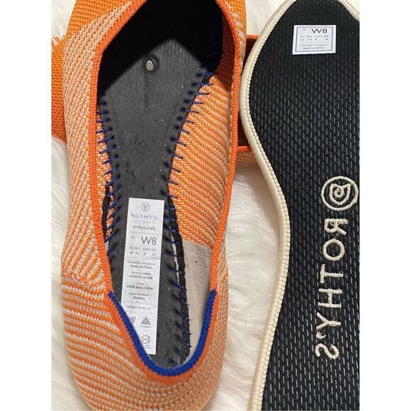 Rothy’s orange and cream diagonal stitching 8 pointy toe - Picture 6 of 8